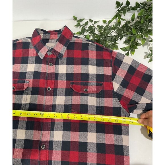 Mens Jachs Red & Navy Plaid Long Sleeve Cotton Button-Up Shirt Size L - Picture 10 of 11